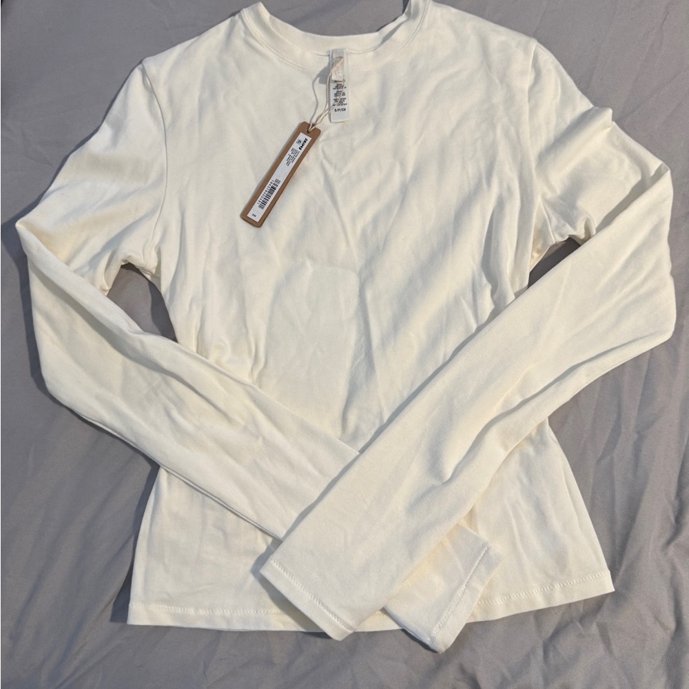 SKIMS Cotton Jersey Long Sleeve color Marble size Small